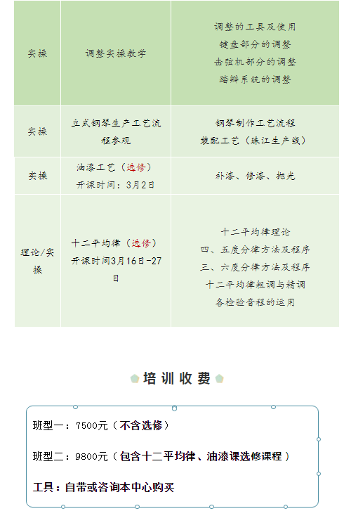 第49期立式鋼琴調(diào)律初級班開始招生
